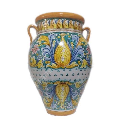 Caltagirone Ceramic Jar with handles "Ornato"