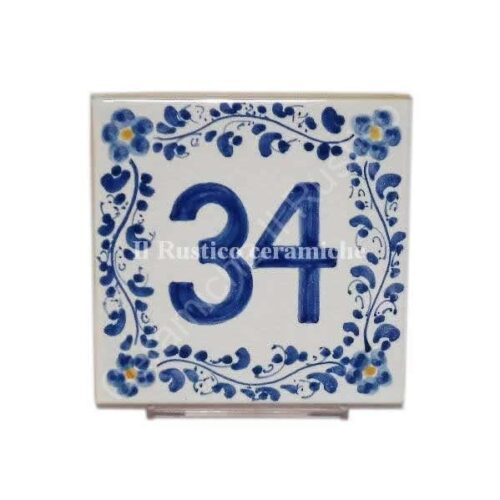 Piastrella con Numero Civico in Ceramica di Caltagirone "Seicento"