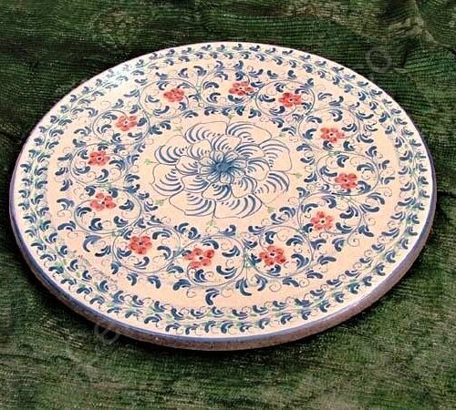 Tavolo in Pietra Lavica tondo "Seicento" blu