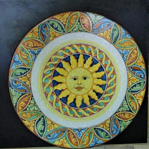 Tavolo in Pietra Lavica tondo "Seicento Palermitano" con Sole