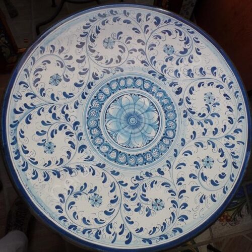 Tavolo in Pietra Lavica tondo "Seicento" blu