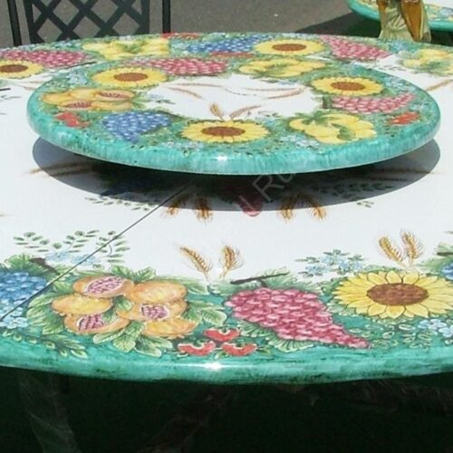 Round lava stone Table with Fruits with rotating centerpiece