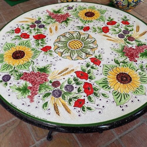 Round lava stone Table Sunflowers