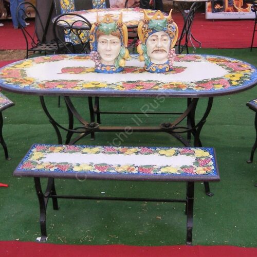 Oval lava stone Table with Fruits