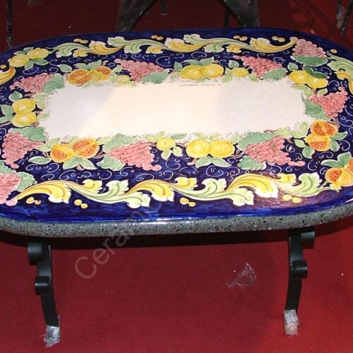 Oval lava stone Table "Ornato" with fruits