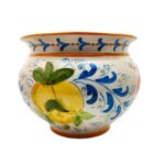 portapiante-ceramica-caltagirone-melograni-limoni-decorato-ilrustico