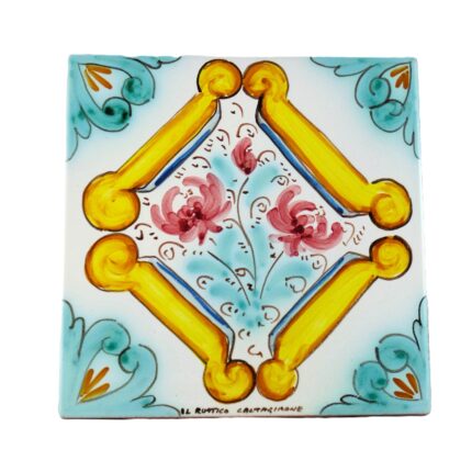 Piastrella-ceramica-caltagirone-rosa-antica-decorato-ilrustico