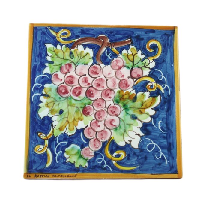 Piastrella-ceramica-caltagirone-uva-decorato-ilrustico