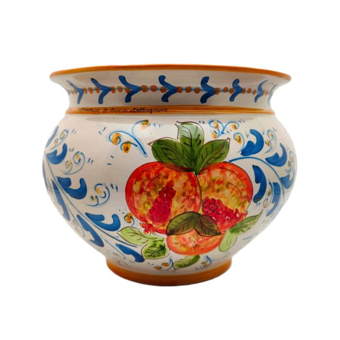 portapiante-ceramica-caltagirone-melograni-limoni-decorato-ilrustico