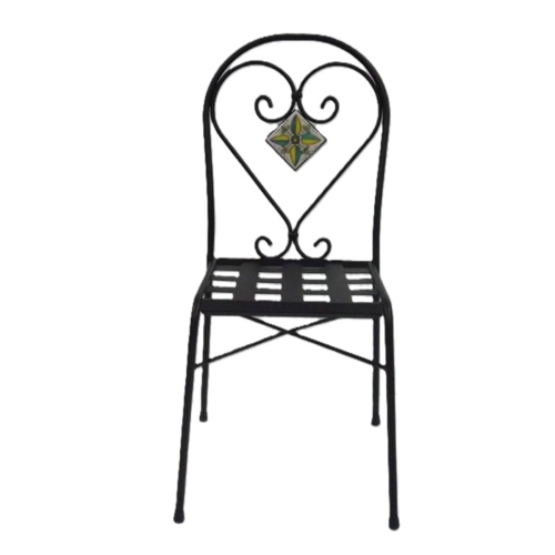 Sedia in ferro battuto con piastrella h 93 cm