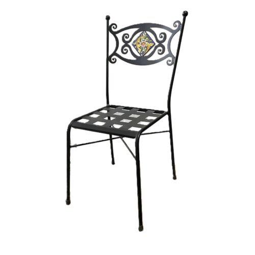 Wrought Iron Chair with Tile h 93 cm