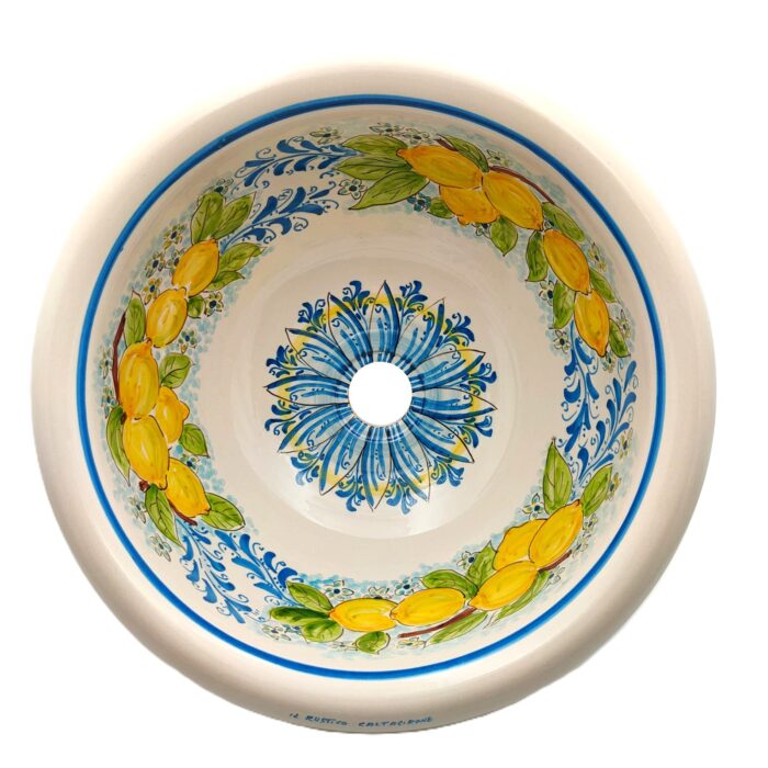 lavello-ceramica-caltagirone-limoni-decorato-ilrustico