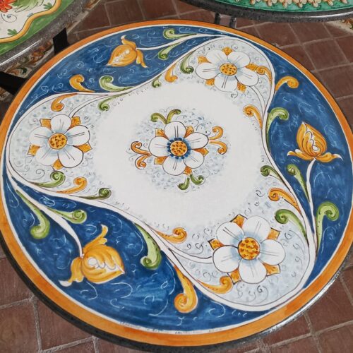 Round lava stone Table with Flowers