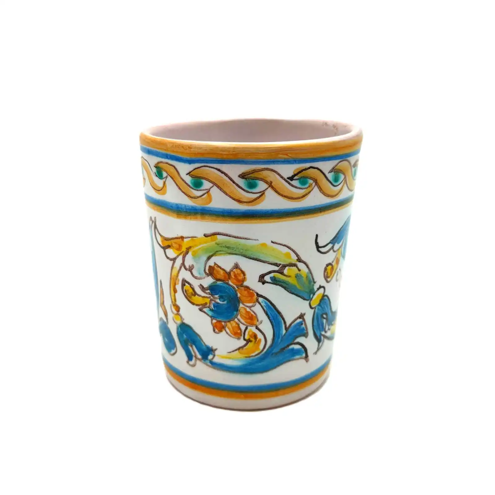 Caltagirone Ceramic Toothbrush Holder Cup Sicilian decoration